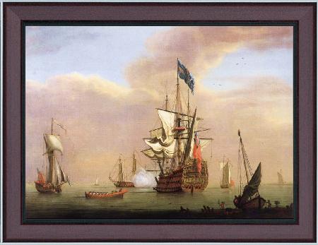 framed  Monamy, Peter Stern view of the first-rate Britannia, Ta3078-1